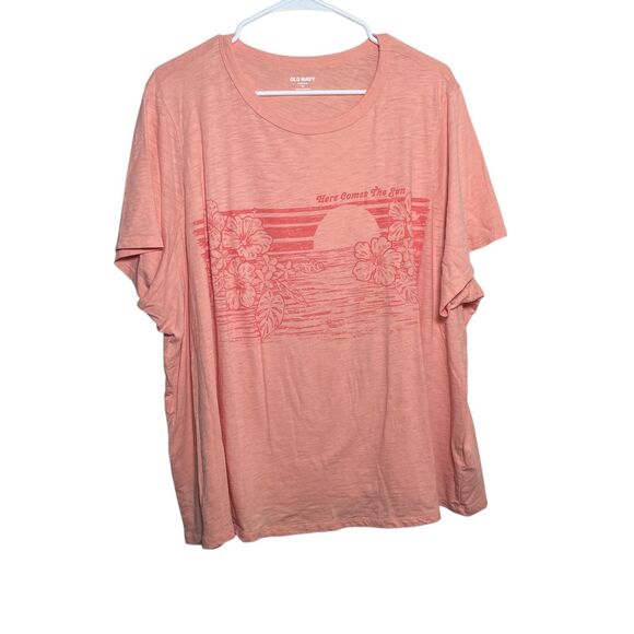 Old Navy T-Shirt Women's 3X Orange Peach Short Sleeve Graphic Tee Shirt - Picture 1 of 9